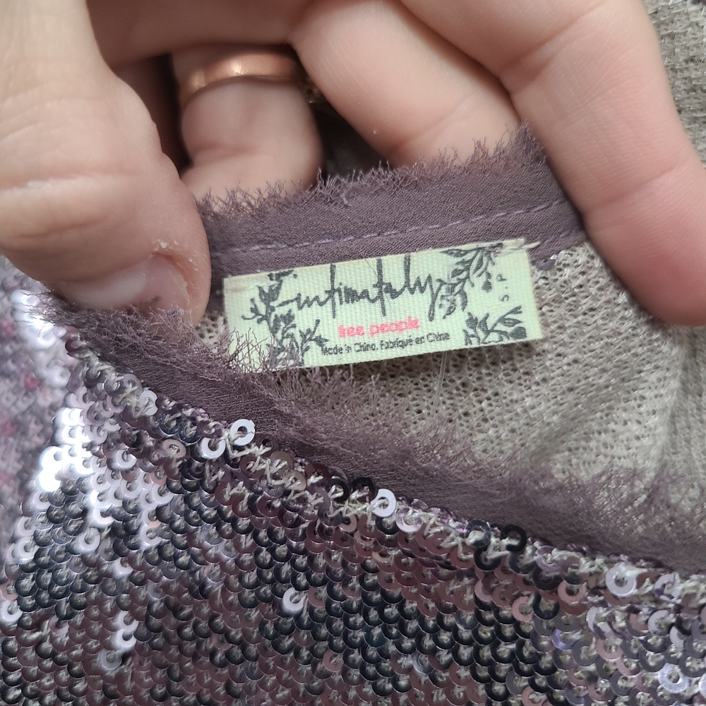Free People Women's Time To Shine Sequins Mini Slip Dress Purple Festival, Party - Picture 2 of 8